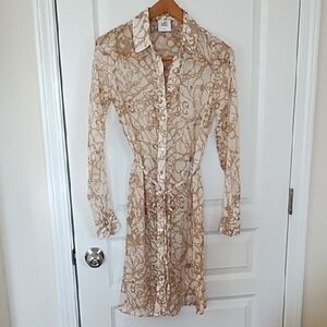 Mama Licious Tunic Women's Size XS Sheer Cover-up Resort Cruise Cream Tan Brown